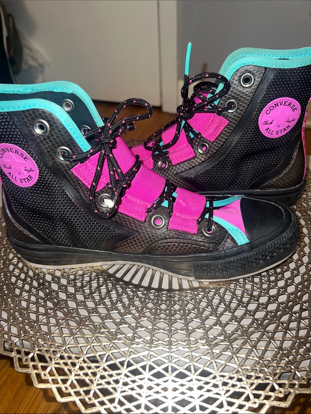 Converse Women's High-Top Athletic Sneakers in Pink and Teal